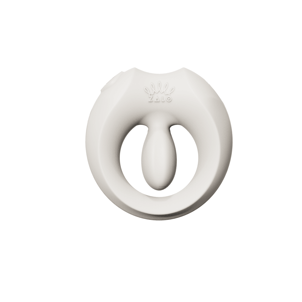 ZALO Apis Vibrating Couples Ring Ivory White on a white background, showcasing its smooth and sleek design.