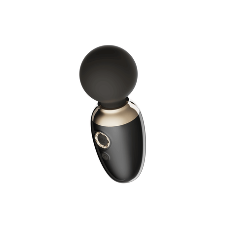 ZALO's AVA app-controlled black smart wand massager with DirectPower 2.0 technology and heating function, elegant pearlescent handle.