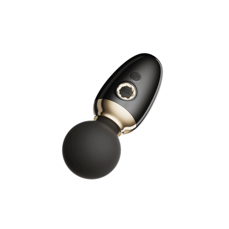 ZALO's AVA black app-controlled smart wand massager with DirectPower 2.0 and heating function, dual-layer silicone head, elegant design