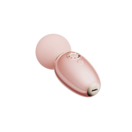 ZALO's AVA smart wand massager in pink with smooth round head, dual-layer silicone, and elegant pearlescent handle.