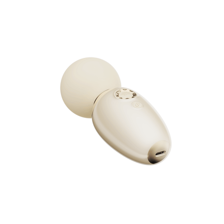 ZALO's AVA white app-controlled smart wand massager with DirectPower 2.0 & heating function featuring a smooth round silicone head.