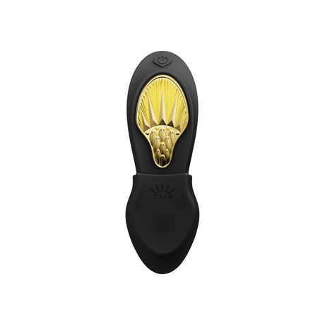 ZALO Aya Wearable Vibrator in Obsidian Black with ergonomic design and sleek, contoured shape for versatile stimulation.