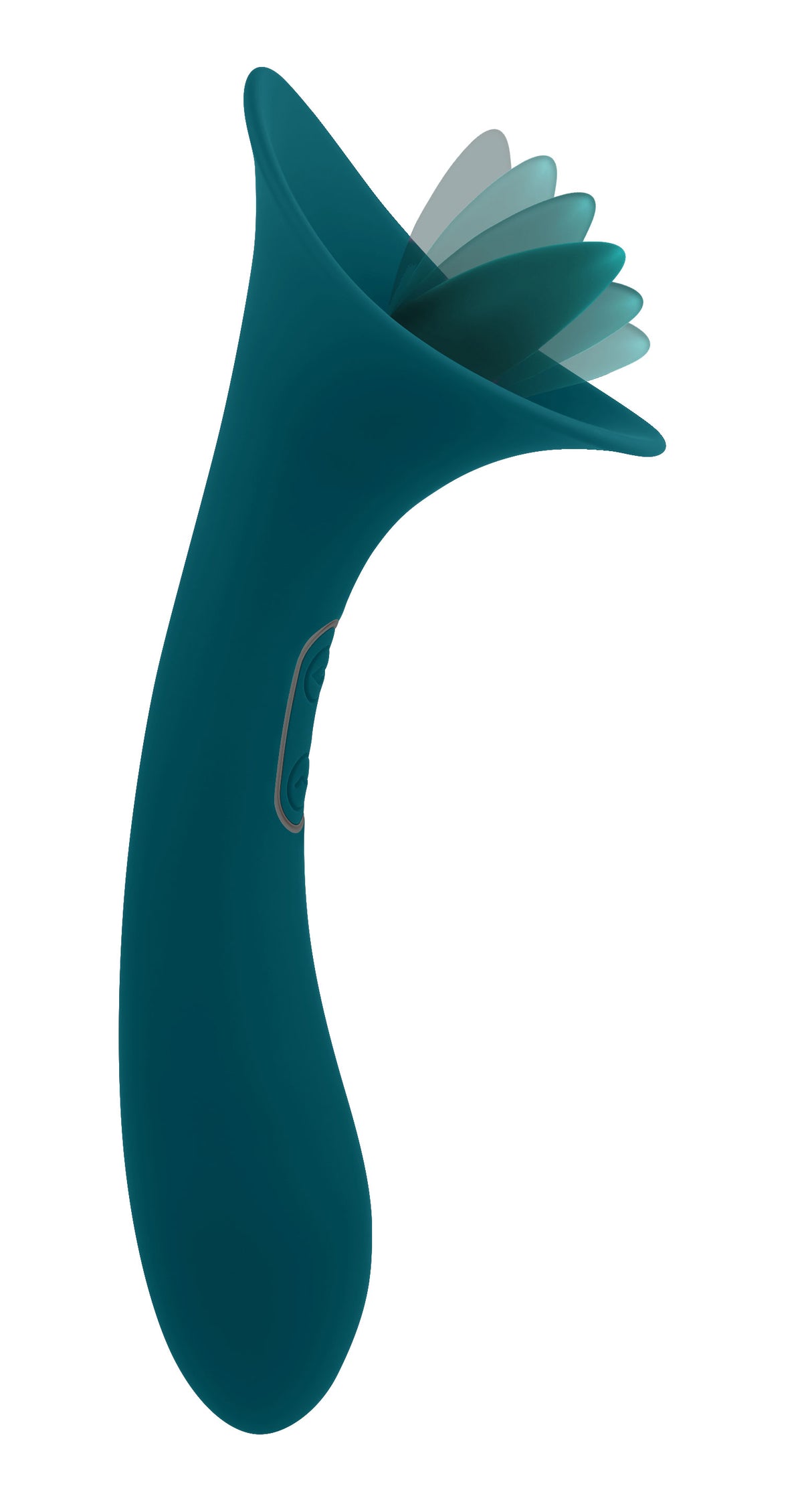 Playboy Pleasure True Indulgence Vibrator Deep Teal with soft tongue and ergonomic design for sensual pleasure.