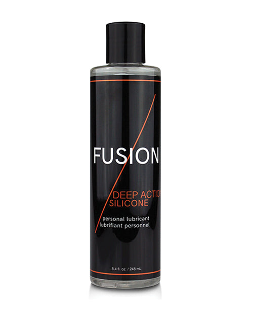 Elbow Grease Fusion Deep Action Silicone Lubricant 8.4 Oz bottle on a white background.