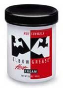 Elbow Grease Hot Cream 4 Oz Warming Lubricant container with black lid and classic branding.