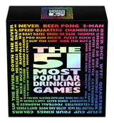 Box showcasing the 51 Most Popular Drinking Games including various party game titles.