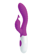 Pretty Love Hyman 30 Functions Rabbit Fuchsia curved G-spot vibrator in vibrant fuchsia color.