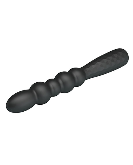 Pretty Love Mr Play Vibrating Anal Plug in sleek black design, showcasing its unique shape and textured handle.