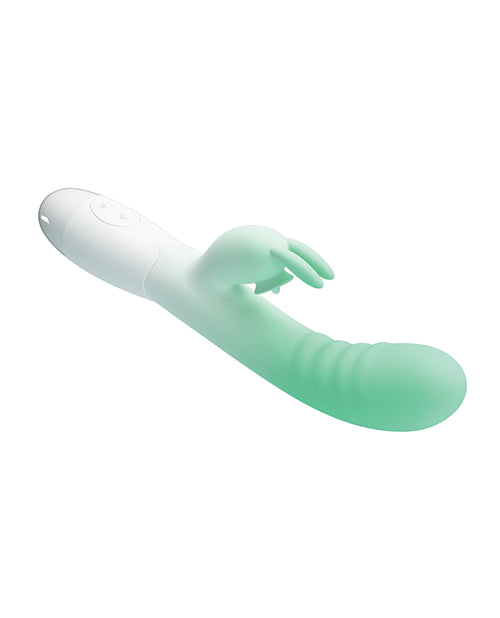 Pretty Love Cerberus Licking Rabbit Aqua Ombre vibrator showcasing its silicone design and external clitoral arm.