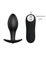 Pretty Love Vibrating Bulb Shaped Butt Plug Black with remote control and vibration settings.