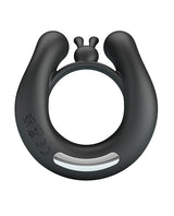 Pretty Love Vibrating Penis Ring Dahlia displayed from above, showcasing its sleek design and dual motors for enhanced pleasure.