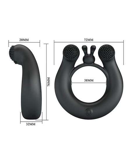 Pretty Love Vibrating Penis Ring Dahlia dimensions and design features.