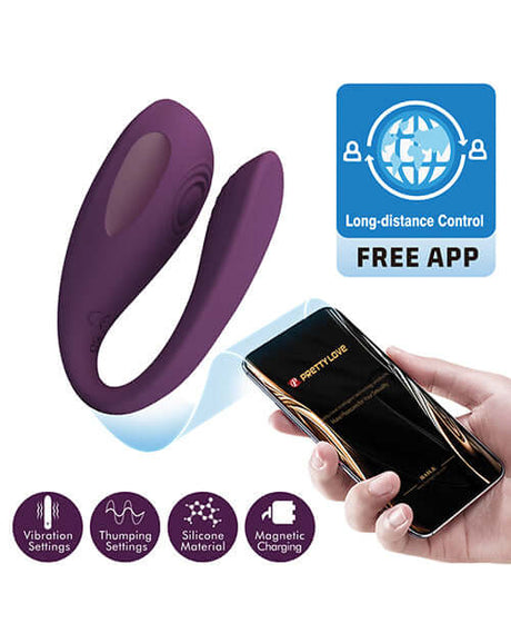 Pretty Love Aari Thumping Dual Vibrator Purple with long-distance control and free app features.