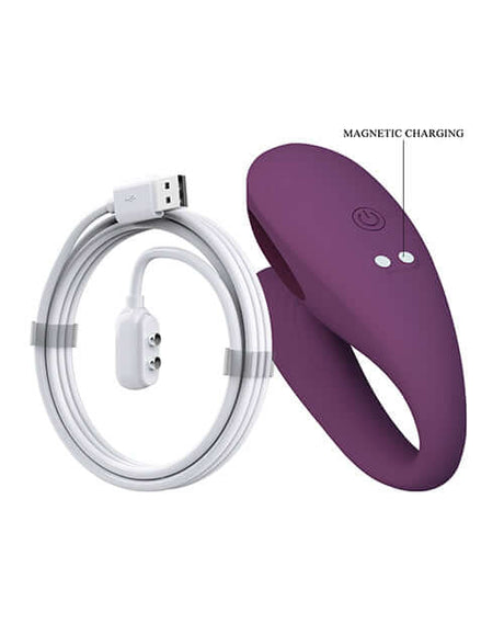 Pretty Love Aari Thumping Dual Vibrator Purple with magnetic charging cable for enhanced pleasure.