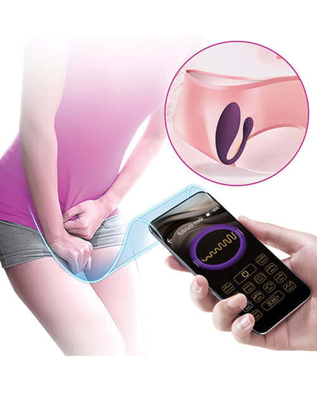Pretty Love Dora Egg Massager Purple in use with app control for intimate pleasure and 12 vibration settings.