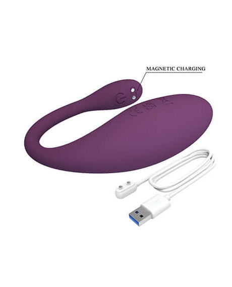 Pretty Love Dora Egg Massager Purple with magnetic USB charging cable.