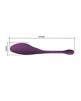 Diagram showing dimensions of Pretty Love Dora Egg Massager Purple, measuring 195mm by 33mm.