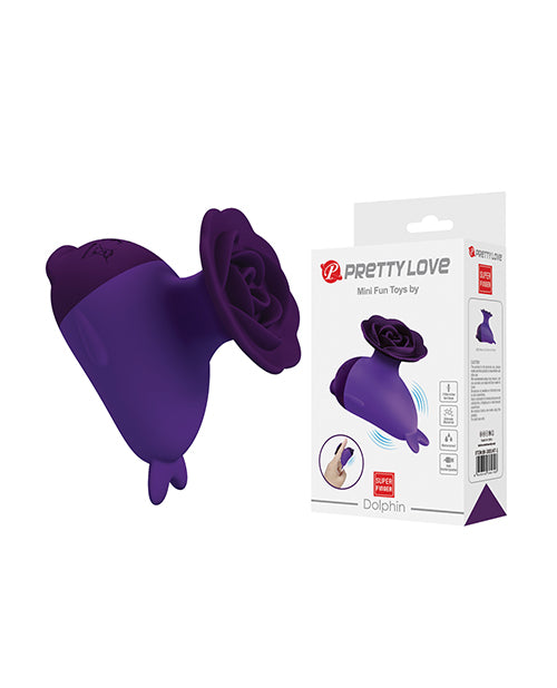 Pretty Love Dolphin Finger Vibe Purple in a sleek design with rose detailing, showcasing its luxurious silicone material.