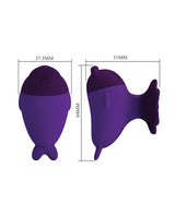 Pretty Love Dolphin Finger Vibe Purple dimensions showing sleek design and waterproof feature
