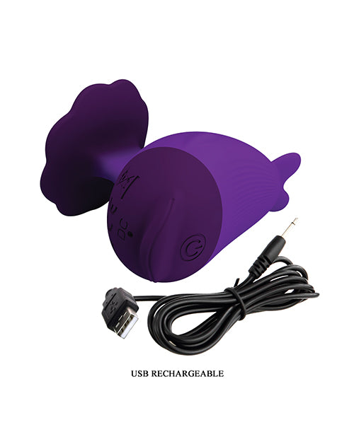 Pretty Love Dolphin Finger Vibe Purple with USB rechargeable feature, showcasing elegant design and waterproof silicone material.