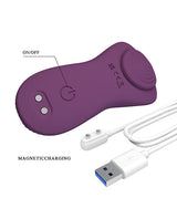 Pretty Love Mane Magnetic App-Controlled Panty Vibe Purple with on/off switch and USB magnetic charging cable.