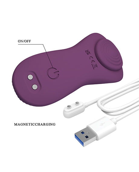Pretty Love Mane Magnetic App-Controlled Panty Vibe Purple with on/off switch and USB magnetic charging cable.