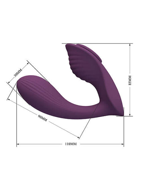 Pretty Love Franz Magnetic App-Controlled Panty Vibe Purple dimensions and design specifications.