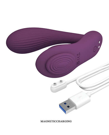 Pretty Love Franz Magnetic App-Controlled Panty Vibe Purple with magnetic charging cable.