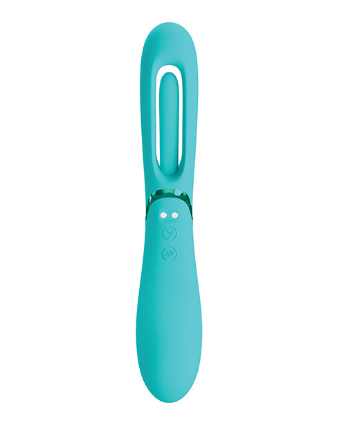 Pretty Love Romance Lexie Flapping Vibe Aqua dual-action massager in aqua color with smooth silicone finish.
