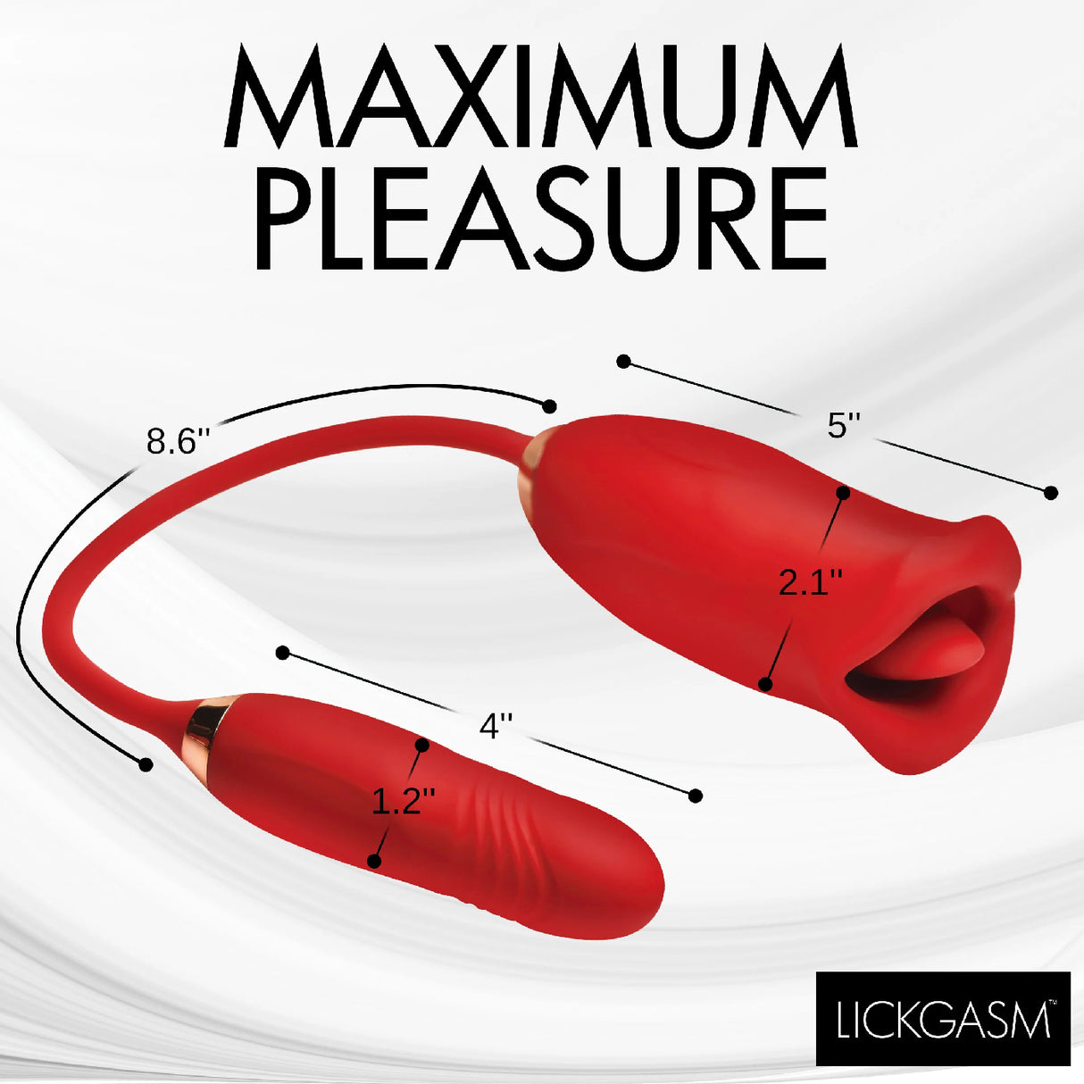 Magic Kiss Clitoral Stimulator Thrusting Vibrator Red dimensions and design features for maximum pleasure.