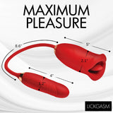 Magic Kiss Clitoral Stimulator Thrusting Vibrator Red dimensions and design features for maximum pleasure.