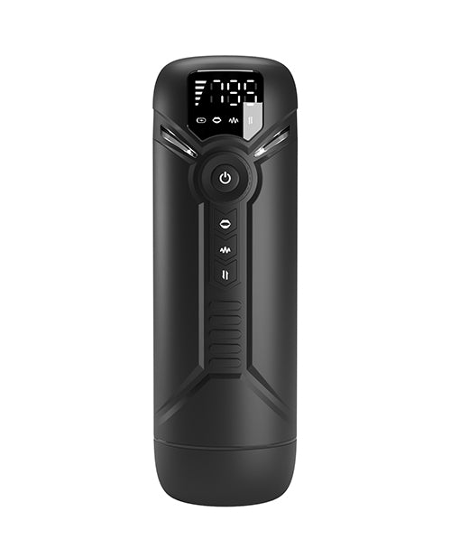 Pretty Love Multifunction Masturbator Aetolia showcased in black with control panel and display features.