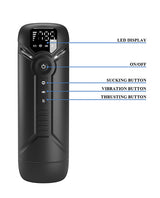 Pretty Love Multifunction Masturbator Aetolia with LED display and control buttons for sucking, vibration, and thrusting.