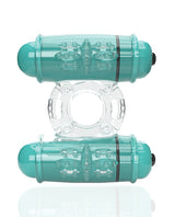 Screaming O 4T Double Wammy Vibrating Cock Ring Kiwi features dual motors for enhanced pleasure.