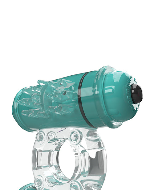 Screaming O 4T Double Wammy Vibrating Cock Ring Kiwi featuring dual motors and ticklers for enhanced pleasure.