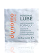 Dynamo Lube Water Based Formula Foil single-use packet with glycerin and paraben-free formula.