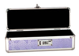 Lockable Vibrator Case Purple Small with open design and keyless locking system for discreet storage.