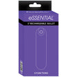 Powerbullet Essential Bullet Vibrator 3.5 inches Purple packaging with 9 functions and rechargeable features.