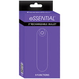 Powerbullet Essential Bullet Vibrator 3.5 inches Purple packaging with 9 functions and rechargeable features.