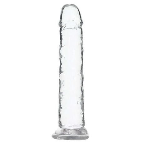 Crystal Addiction 7 Inch Straight Dong Suction Cup with crystal-clear design and realistic texture.