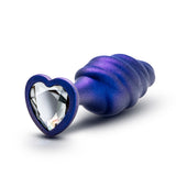 Anal Adventures Matrix Bumped Bling Plug Sapphire with heart-shaped base and swirling texture for smooth insertion.