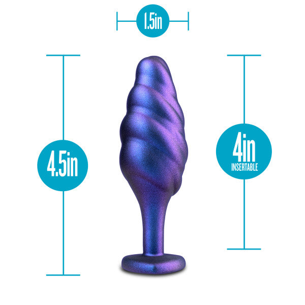 Anal Adventures Matrix Bumped Bling Plug Sapphire, silicone plug, 4.5in height, 4in insertable, tapered design for easy use.