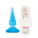B Yours Anal Pleaser Vibrating Butt Plug Blue with remote control in an ergonomic design for comfortable use.