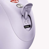 Close-up of the charging port of Fun Factory Mea Air Pulse Clitoral Vibrator Purple, showcasing its modern design.