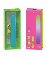 Bgood Infinite Deluxe Vibrator Sea Foam in packaging with vibrant colors showcasing the modern design and luxurious features.