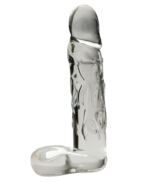 Spartacus Blown Large Realistic Glass Dildo Clear, featuring a transparent design and lifelike detail for stimulation.