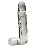 Spartacus Blown Large Realistic Glass Dildo Clear, featuring a transparent design and lifelike detail for stimulation.