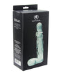 Spartacus Blown Large Realistic Glass Dildo Clear packaging showcasing its unique design and quality craftsmanship.