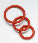 Spartacus Nitrile Cock Ring 3-Pack Set Red featuring three graduated red rings for comfort and durability.