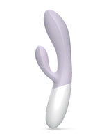 Zini Dew Dual Pleasure Rabbit Vibrator Purple showcasing its elegant design for internal and external stimulation.